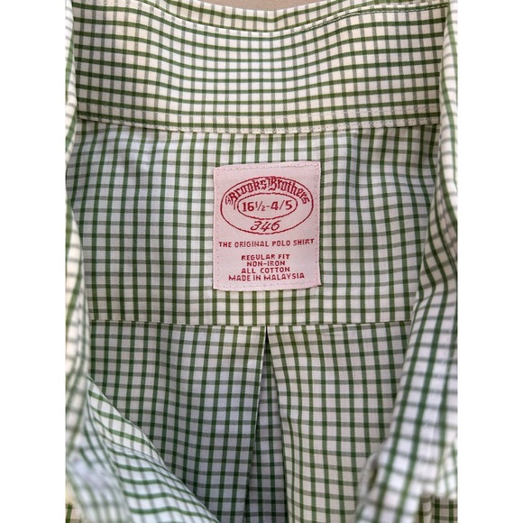 BROOKS BROTHERS Shirt EUC Green White Stripe Sz 16.5-34/35 Original Polo Shirt - Picture 2 of 9